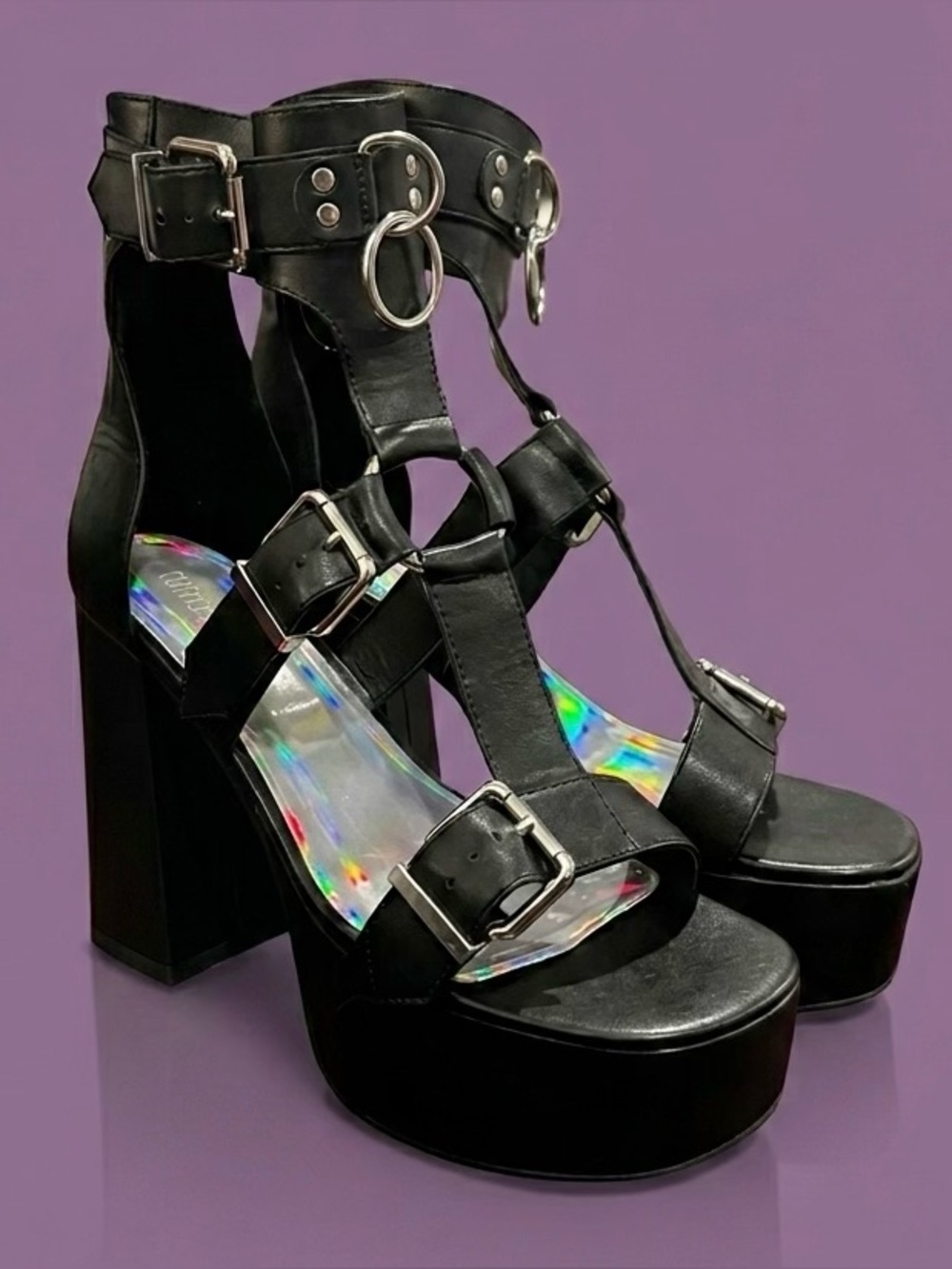 RARE Current Mood x Dolls Kill - Midnight Mood Buckle Heels